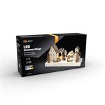 Solight LED vánoční vesnička, 34x17cm, dřevo, 4 LED, 2x AA