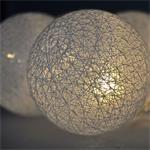 Solight LED vianočná guľôčková reťaz bavlnená, 10LED, 1m, 2x AA, IP20