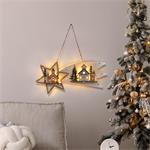 Solight LED vianočná kométa, 10x LED, drevená, 30 cm