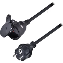Solight predlžovací kábel - konektor, 1 zásuvka, 5 m, 3 x 1,5 mm2, guma, čierny