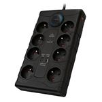 Solight prepäťová ochrana, 8z, USB A+C, 2m, čierna