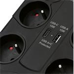 Solight přepěťová ochrana, 8z, USB A+C, 2m, černá