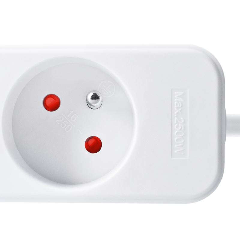 Solight prodlužovací přívod, 6 zásuvek, bílý, 3m