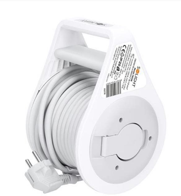 Solight prodlužovací přívod na bubnu 10m, 3 zásuvky, šedý kabel, 3x 1,0mm2