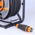 Solight prodlužovací přívod - na kovovém bubnu, 4 zásuvky, 40m kabel guma-neopren, 3x 2,5mm2, IP44