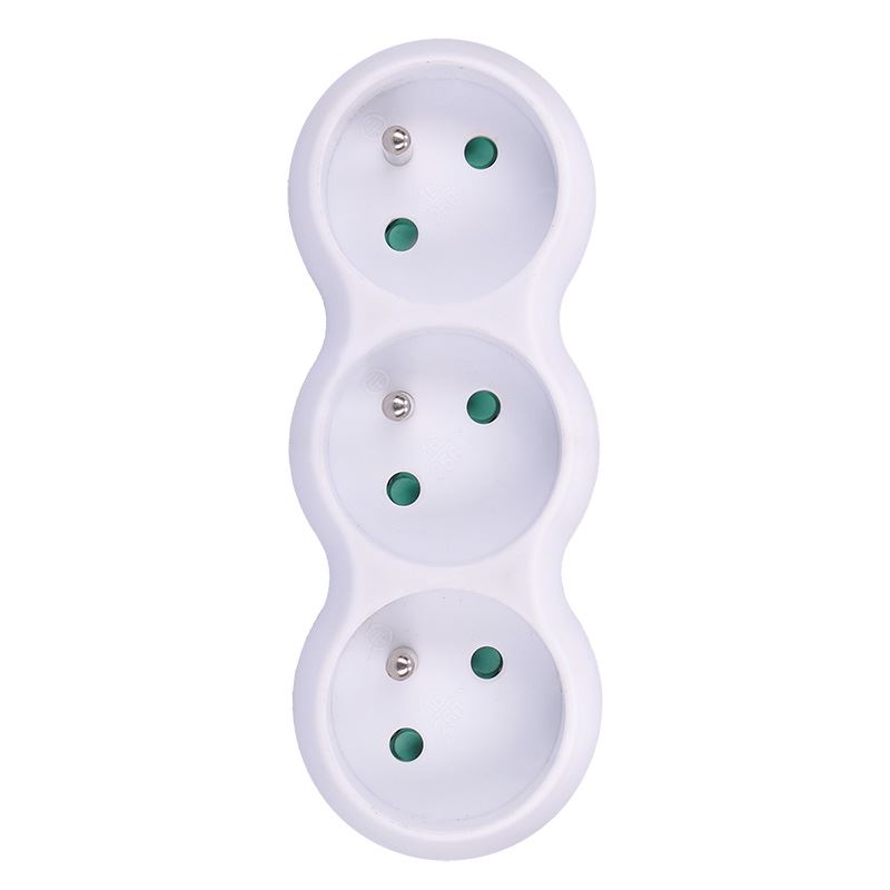 Solight rozbočka s podpěrou, 3 x 10A, bílá