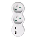 Solight rozbočovač s rýchlonabíjačkou USB A+C 20W PD, 2 x 10A, biely
