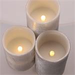 Solight sada LED svĂ­ÄŤek, 3x svĂ­ÄŤka, 10/13/16cm, stĹ™Ă­brnĂˇ barva, 3x AAA