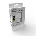 Solight USB nabíjací adaptér, rýchle nabíjanie: 1x USB Qualcomm, 5V2A/9V1,5A/12V1A, AC 230V, biela/sivá