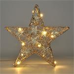 Solight Vianočná hviezda s trblietkami, zlatá, kov, 14x LED, 2x AA