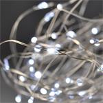 Solight Vianočná reťaz strieborná, 100x mini LED, 10 m, 3 x AA, studené svetlo
