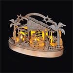 Solight Vianočný drevený betlehem, 5x LED, prírodné drevo, 25cm, 2x AA