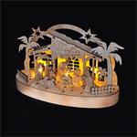 Solight Vianočný drevený betlehem, 5x LED, prírodné drevo, 25cm, 2x AA
