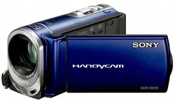 SONY DCR-SX33EL kamera modrá, Memory Stick nebo SD/SDHC, 2,7" dotykový LCD + 8GB SD karta