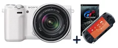 SONY NEX-5RW, 18-55mm + PlayStation Portable + Grand Turismo - White