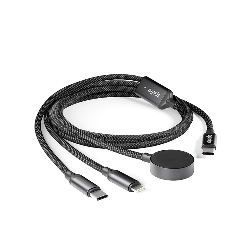 Spello 3in1 Cable USB-C to USB-C, Lightning & Apple Watch 1.2m - černá
