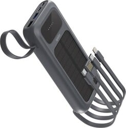 Spello ForcePack 5 v 1 10 000 mAh solárna powerbanka so 4 integrovanými káblami SP15 | sivá