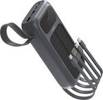 Spello ForcePack 5v1 20 000 mAh solárna powerbanka so 4 integrovanými káblami SP25 | sivá