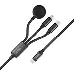 Spello Kábel 3v1 USB-C na USB-C, Lightning a Apple Watch 1,2 m - čierny