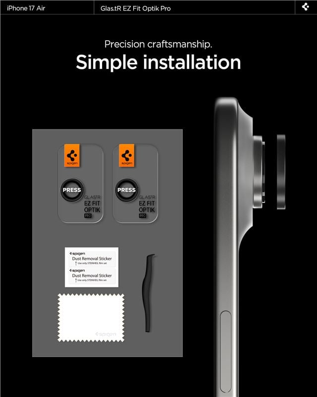 Spigen Glass tR EZ Fit Optik Pro 2 Pack, black - iPhone Air