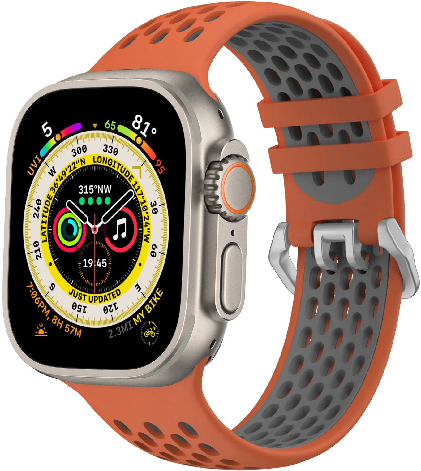 Športový remienok Cubenest pre Apple Watch Sport Band ORANGE so sivou farbou (42-49 mm)