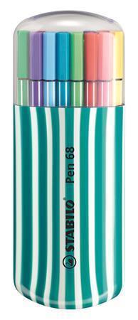 STABILO Fixy "Pen 68 Zebrui", 20 různých barev, sada, 1 mm, tyrkysové pouzdro