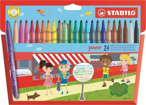 STABILO Fixy “Power", sada 24 různých barev, 2 mm