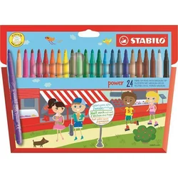STABILO Fixy “Power", sada 24 různých barev, 2 mm