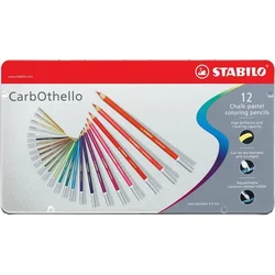 STABILO Kriedové pastelky "CarbOthello", sada, 12 farieb, okrúhla, kovová škatuľka