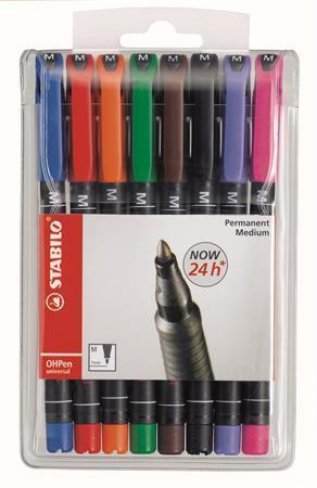 STABILO Permanentní popisovač "OHPen M", 8 různých barev, 1 mm