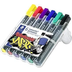 STAEDTLER Permanentní popisovač "Lumocolor 350",  6 barev, klínový hrot, 2-5 mm 350 WP6-1