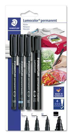 STAEDTLER Permanentní popisovače "Lumocolor", černá, sada 4 šířek 60 BK-6