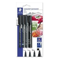 STAEDTLER Permanentní popisovače "Lumocolor", černá, sada 4 šířek 60 BK-6