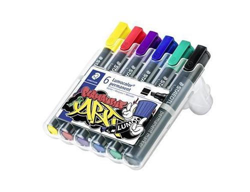 STAEDTLER Permanentný popisovač "Lumocolor 350", 6 farieb, klinový hrot, 2-5 mm 350 WP6-1