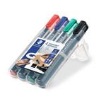 STAEDTLER Permanentný popisovač "Lumocolor 350", sada, 4 farby, klinový hrot