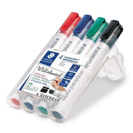 STAEDTLER Popisovač na bílou tabuli "Lumocolor 351 B", sada, 4 barvy, klínový hrot