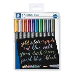 STAEDTLER Štětcové fixy "Design Journey Metallic Brush", 10 metalických barev, 1-6 mm 8321 TB10