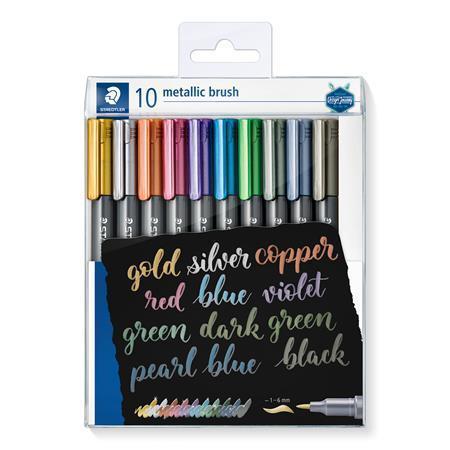 STAEDTLER Štetcové popisovače "Design Journey Metallic Brush", 10 metalických farieb, 1-6 mm 8321 TB10