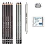 STAEDTLER Uhlíkové ceruzky "Design Journey Lumograph", sada s gumou, orezávačom, grafitom. Ceruzky
