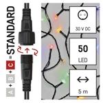 Štandardná spojovacia vianočná reťaz LED, 5 m, vnútorná a vonkajšia, viacfarebná