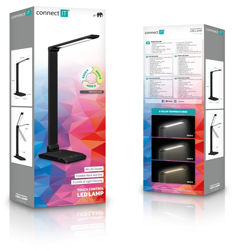 Stolná LED lampa CONNECT IT BRIGHT, ČIERNA