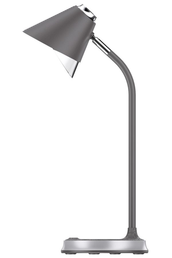 Stolná LED lampa IMMAX FINCH sivá + strieborné prvky