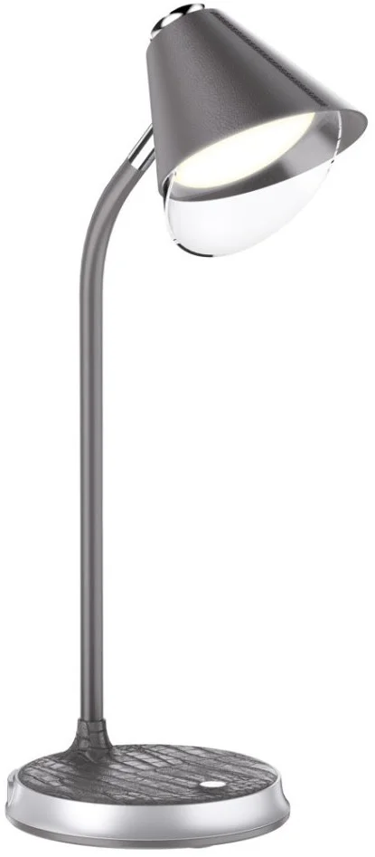 Stolná LED lampa IMMAX FINCH sivá + strieborné prvky