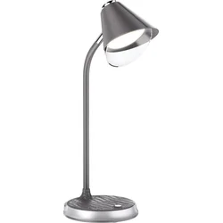 Stolná LED lampa IMMAX FINCH sivá + strieborné prvky