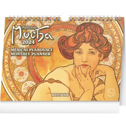 Stolový kalendár Alfons Mucha 2024, 30 × 21 cm