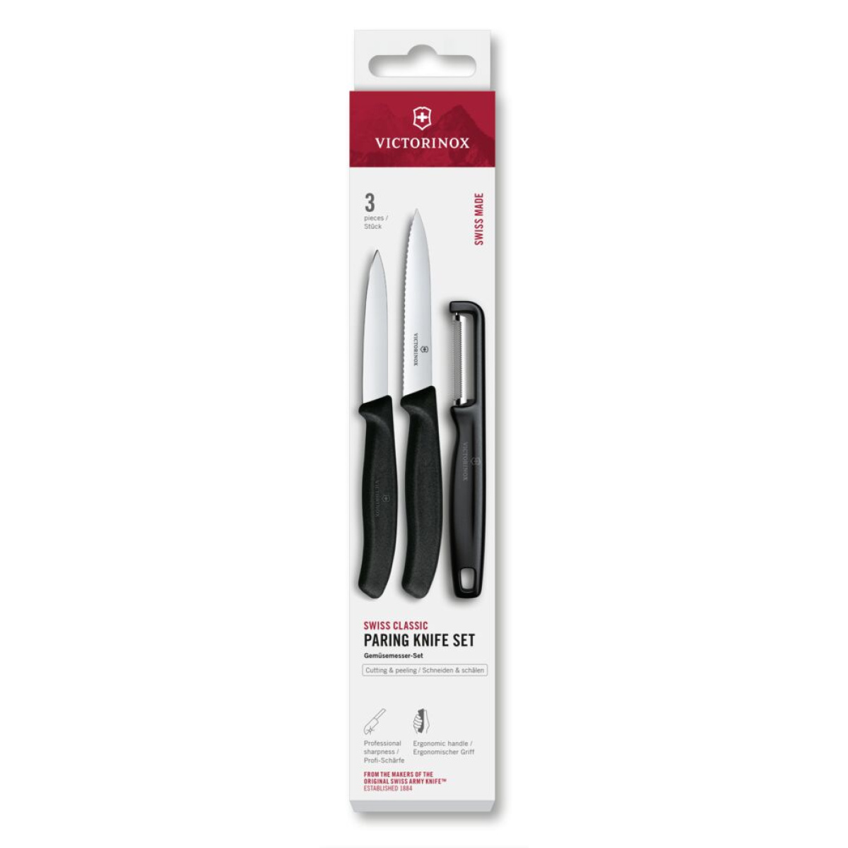 Súprava nožov Victorinox so škrabkou čierna