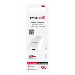 Swissten adaptér Smart IC 1× USB + Lightning, bílý  