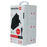 Swissten adaptér Smart IC 2× USB 3A + USB-C kabel, černý  