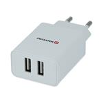 Swissten adaptér Smart IC 2× USB, bílý  