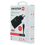 Swissten adaptér Smart IC 2× USB + Lightning MFi, černý  
